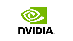 Nvidia logo with a green eye symbol and black text on a white background