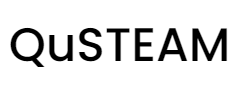Text reading 'QuSTEAM' in black font on a white background.