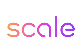 The word 'scale' in different colors on a white background.