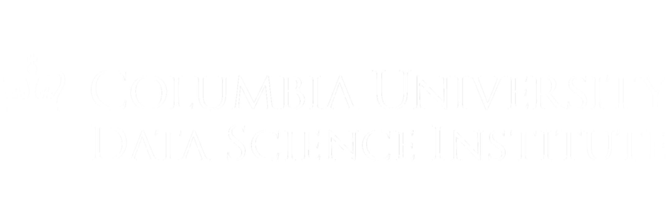 Columbia University Data Science Institute logo with a crown icon and text in white on a black background