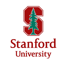 Stanford University logo featuring a red block letter 'S' with a green tree, and the words 'Stanford University' below.