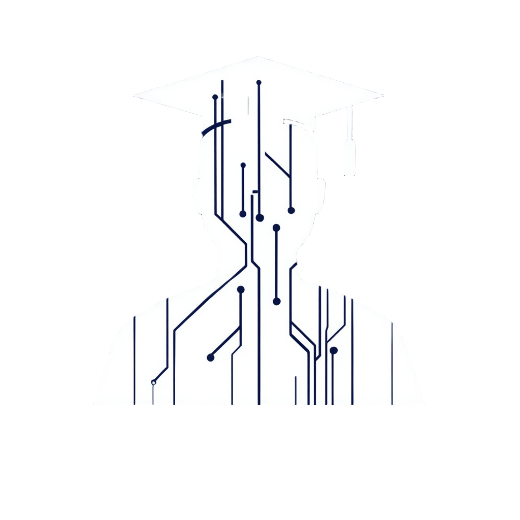 Silhouette of a person's head and shoulders with a circuitry pattern inside, symbolizing artificial intelligence or technology.