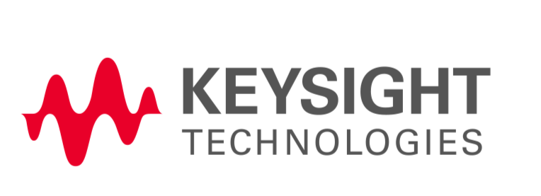 Logo of Keysight Technologies with a red waveform symbol and gray text