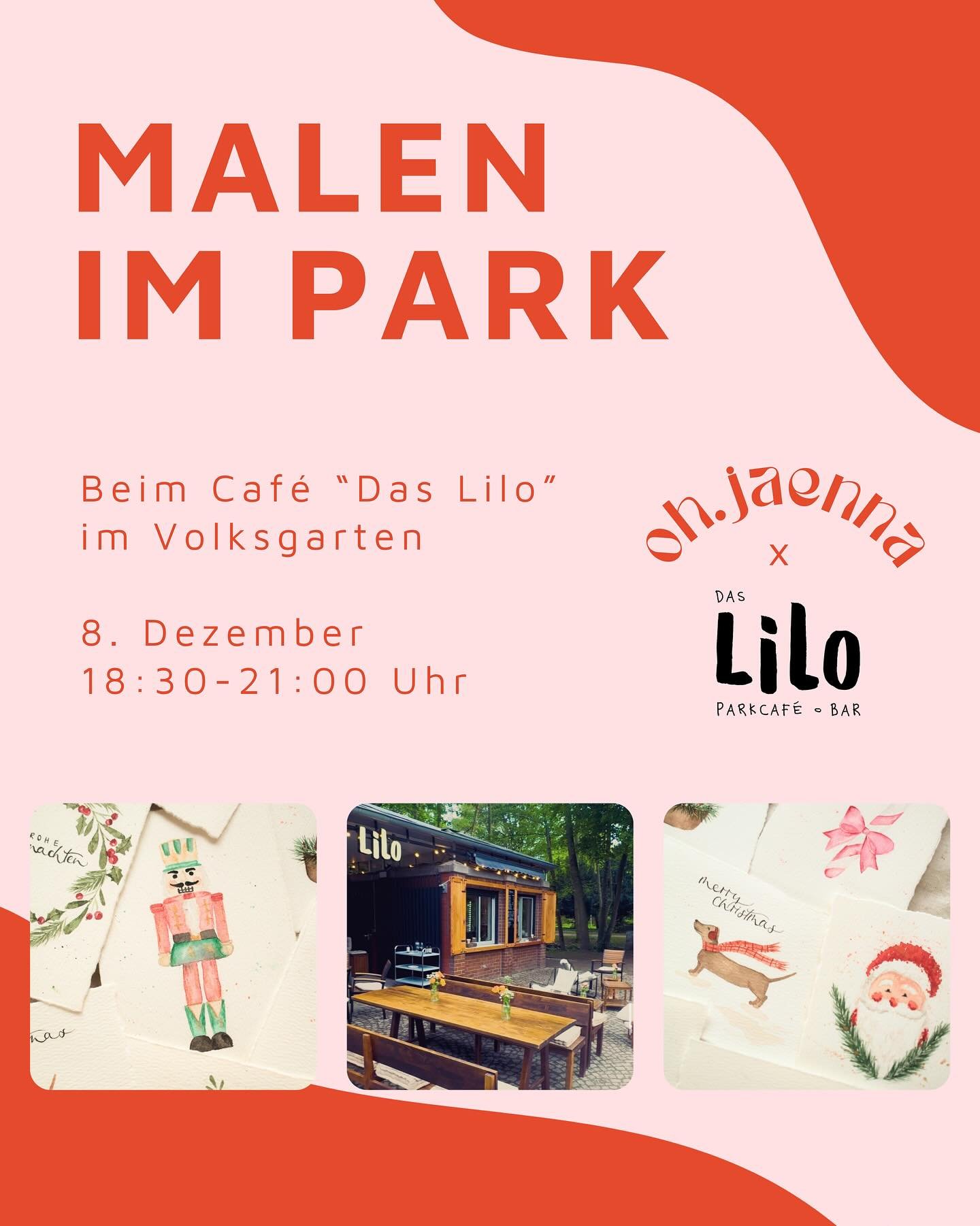 Weihnachts-Aquarell-Workshop mit @oh.jaenna in der @daslilo.cafebar! 🎨✨

Bei Kerzenschein und Weihnachtsmusik gestalten wir gemeinsam weihnachtliche Aquarellkarten &ndash; ganz entspannt, mit Gl&uuml;hwein und weihnachtlichen Leckereien. Perfekt, um