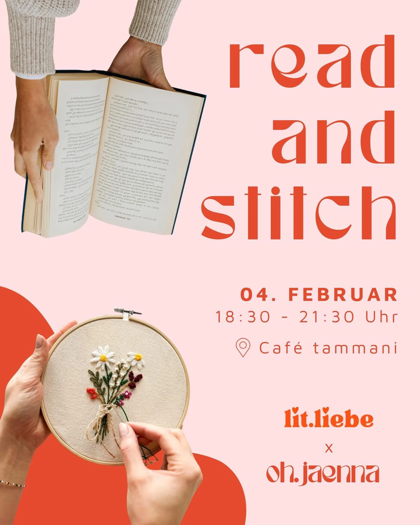 2 Freundinnen - 2 Leidenschaften. 💫

Wir, @lit.liebe und @oh.jaenna lieben B&uuml;cher und Kreativzeit.&nbsp;

Genau das m&ouml;chten wir bei unserem Read &amp; Stitch vereinen! 📖🪡&nbsp;

In gem&uuml;tlicher Atmosph&auml;re lesen wir gemeinsam und