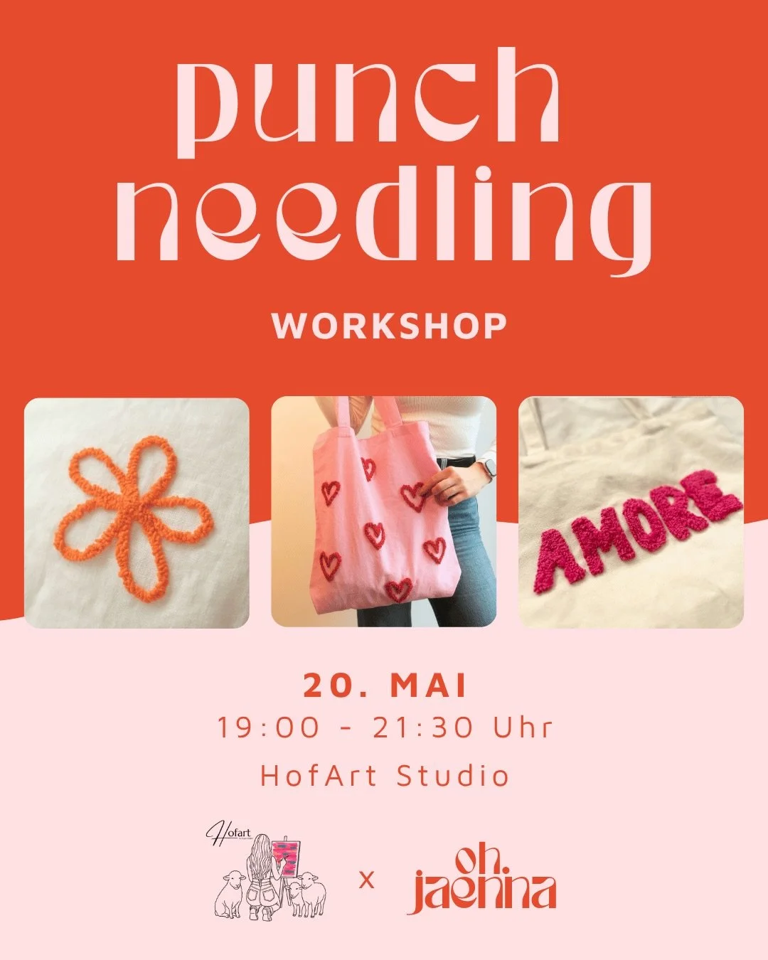 Punch Needling lernen im @_hofart Studio mit @oh.jaenna! 🪡🧶 

Euch erwartet ein Workshop, bei dem ihr die Grundlagen des Punch Needlings von @oh.jaenna erlernt - aber auch eurer Kreativit&auml;t freien Lauf lassen k&ouml;nnt. Sicher ist: Ihr werdet