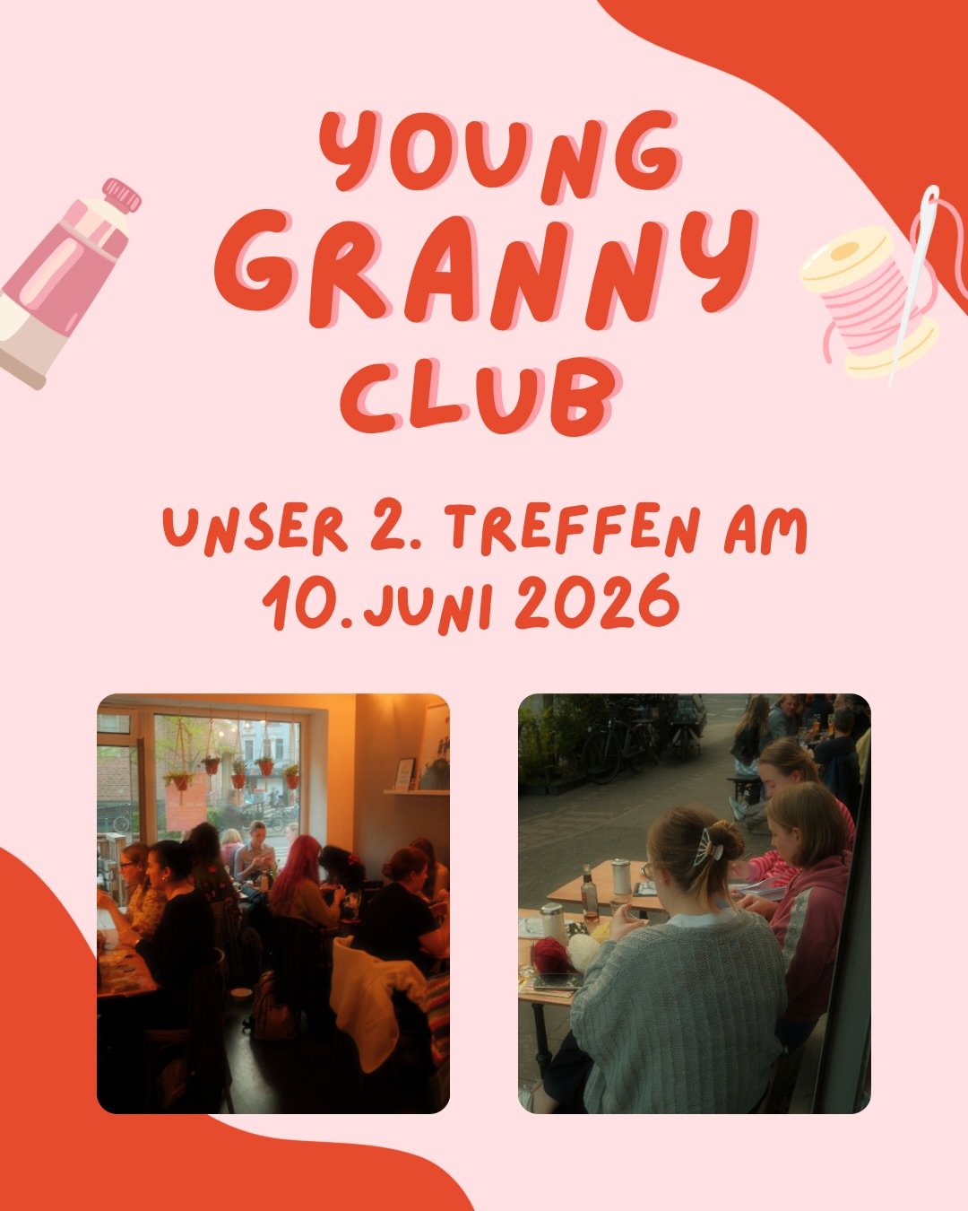 Ich komme immer noch nicht dr&uuml;ber hinweg, wie sch&ouml;n unser 1. Young Granny Club Treffen war! 😍 
Knapp 50 kreative K&ouml;pfe waren dabei, haben sich ausgetauscht und an ihren kreativen Projekten gearbeitet. 🧶🪡 

Ich m&ouml;chte unbedingt,