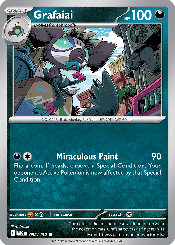 Grafaiai 92 Pokemon card from Mega Evolution set