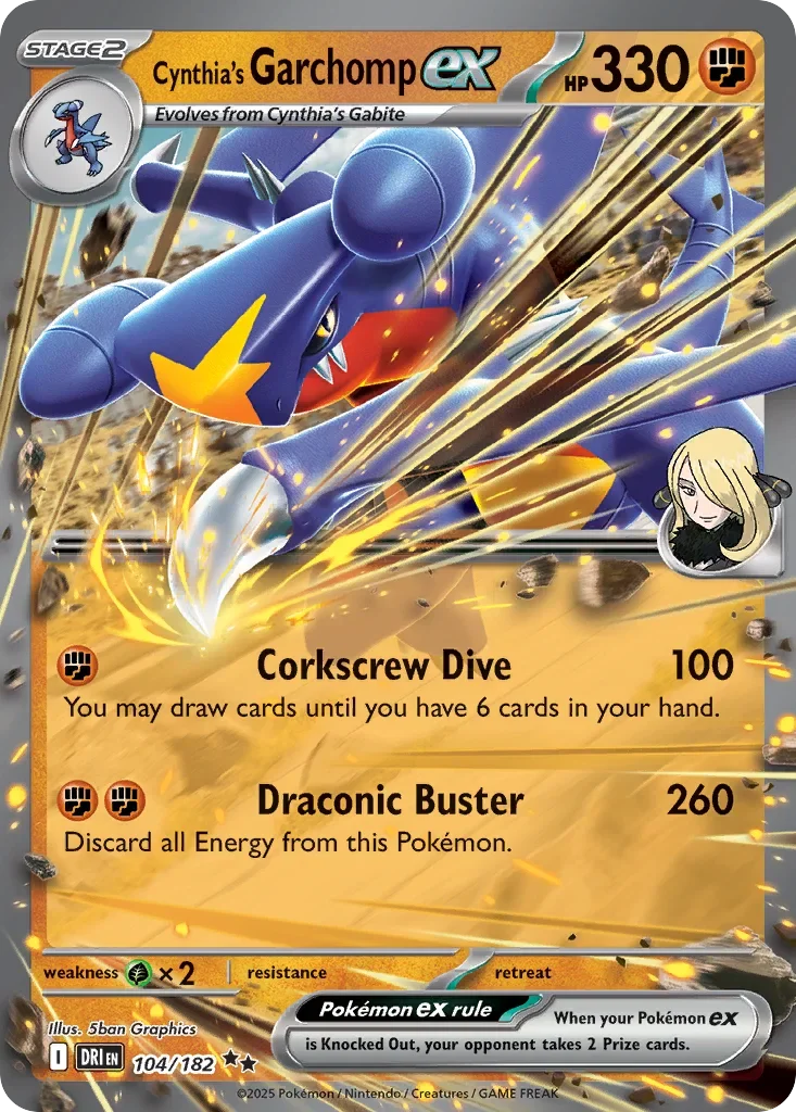 Cynthia's Garchomp ex 104 Pokemon card from Destined Rivals set
