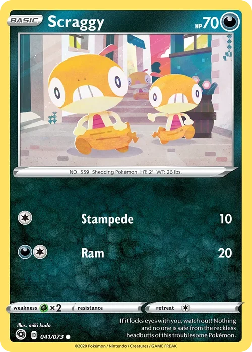 Scraggy 41 Pokemon card from Champion's Path set