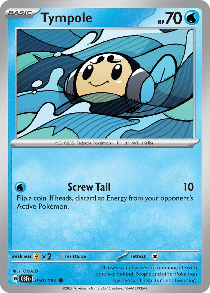 Tympole 50 Pokémon card from Obsidian Flames set