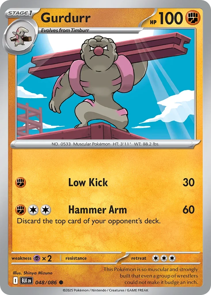 Gurdurr 48 Pokémon card - Common