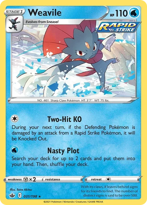 Weavile 31 Pokemon card from Chilling Reign set