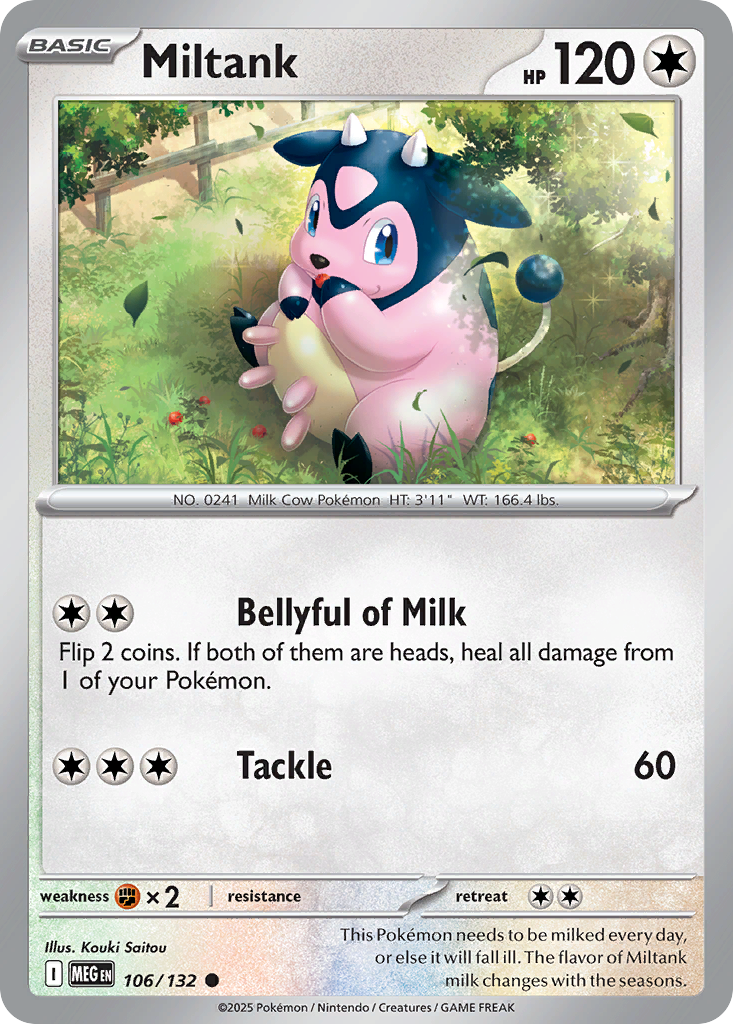 Miltank 106 Pokemon card from Mega Evolution set