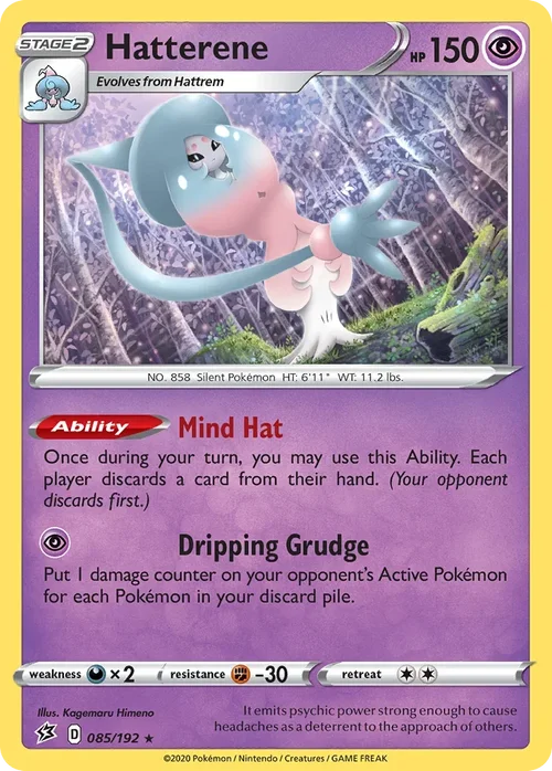 Hatterene 85 Pokemon card from Rebel Clash set