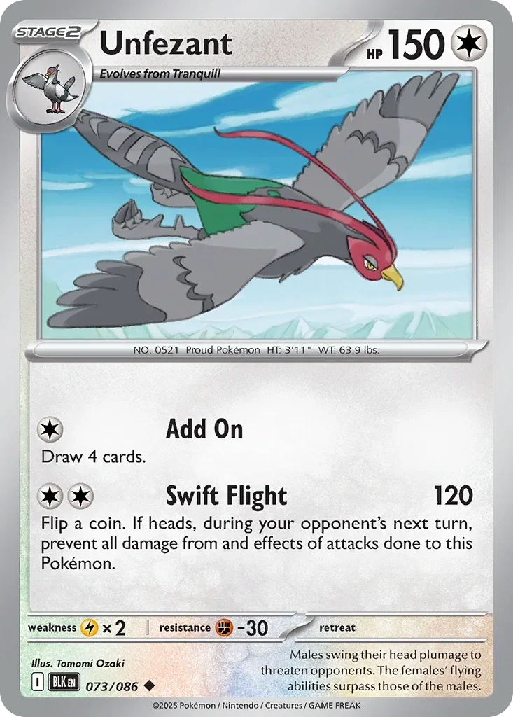 Unfezant 73 Pokémon card - Uncommon