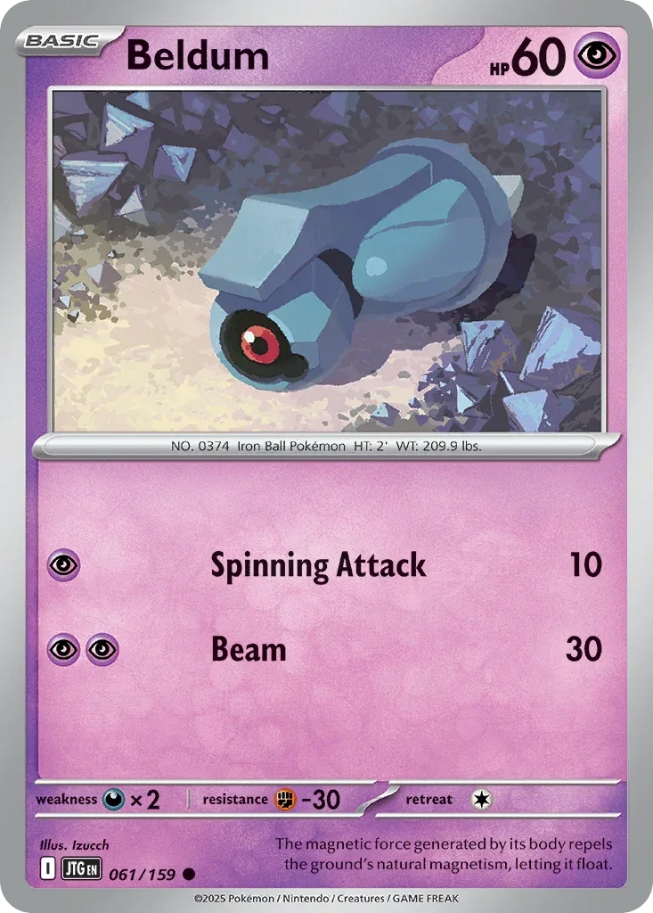 Beldum 61 Pokémon card from JTG set