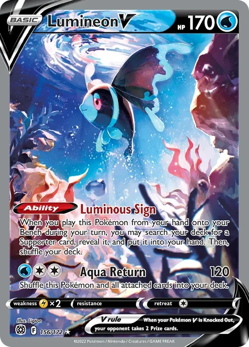 Lumineon V 156 Pokemon card from Brilliant Stars set