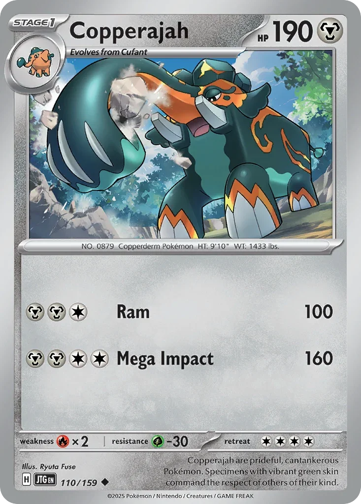 Copperajah 110 Pokémon card from JTG set
