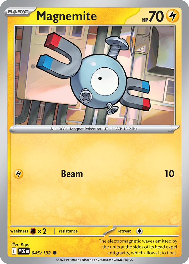 Magnemite 45 Pokemon card from Mega Evolution set