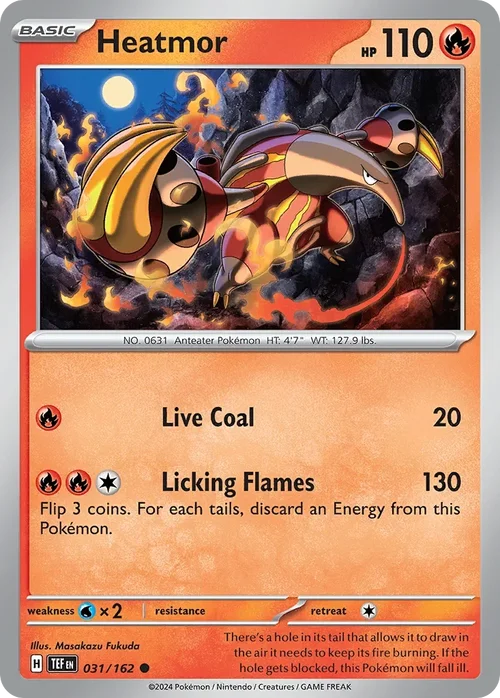 Heatmor 31 Pokemon card from Temporal Forces set