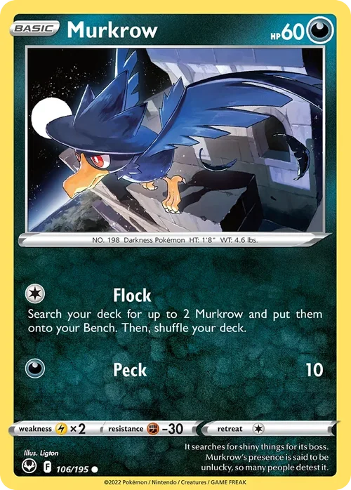 Murkrow 106 Pokemon card from Silver Tempest set