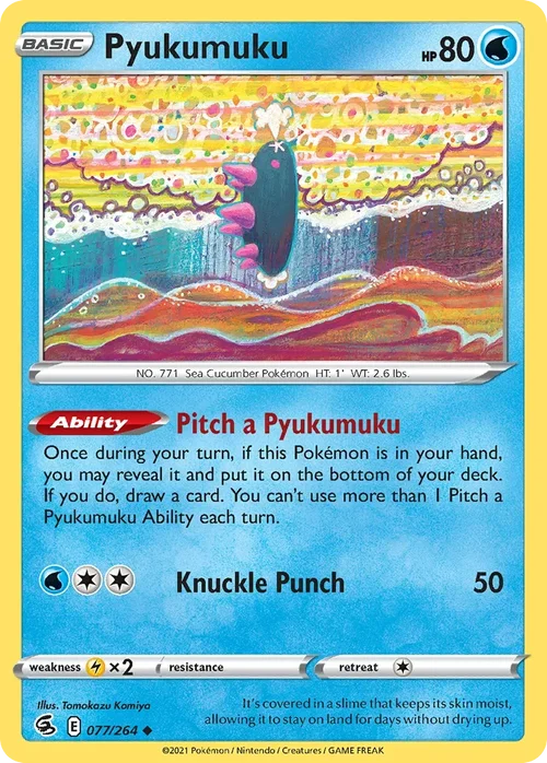 Pyukumuku 77 Pokemon card from Fusion Strike set