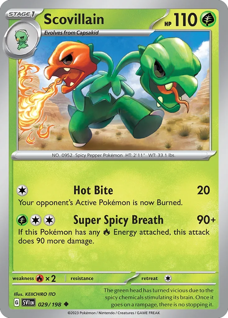 Scovillain 29 Pokemon card from Scarlet & Violet set