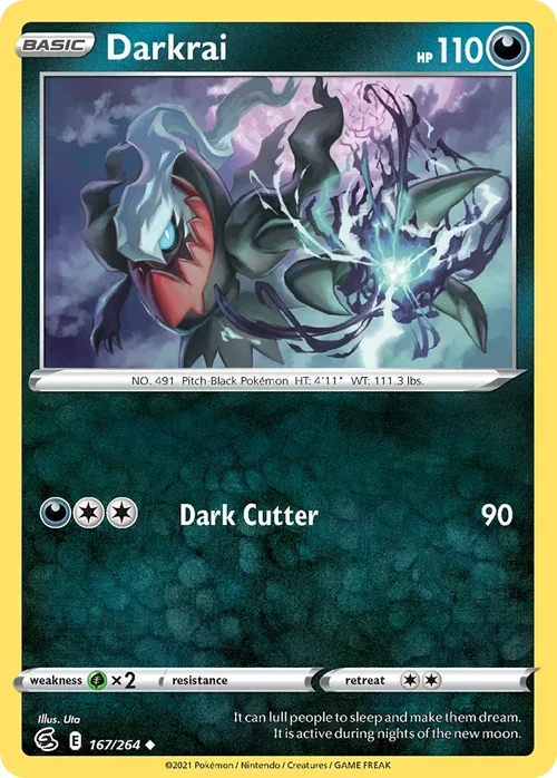 Darkrai 167 Pokemon card from Fusion Strike set