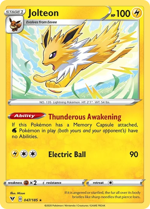 Jolteon 47 Pokemon card from Vivid Voltage set