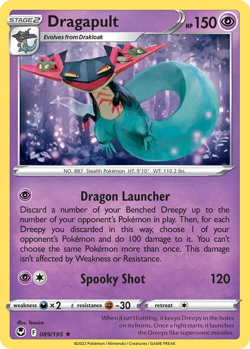 Dragapult 89 Pokemon card from Silver Tempest set