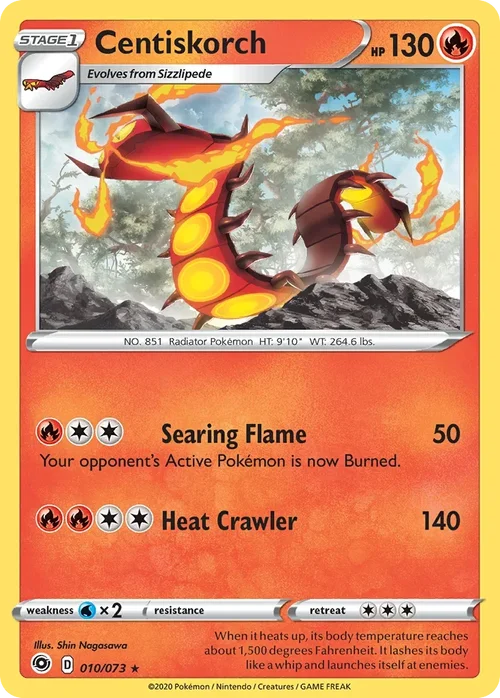 Centiskorch 10 Pokemon card from Champion's Path set