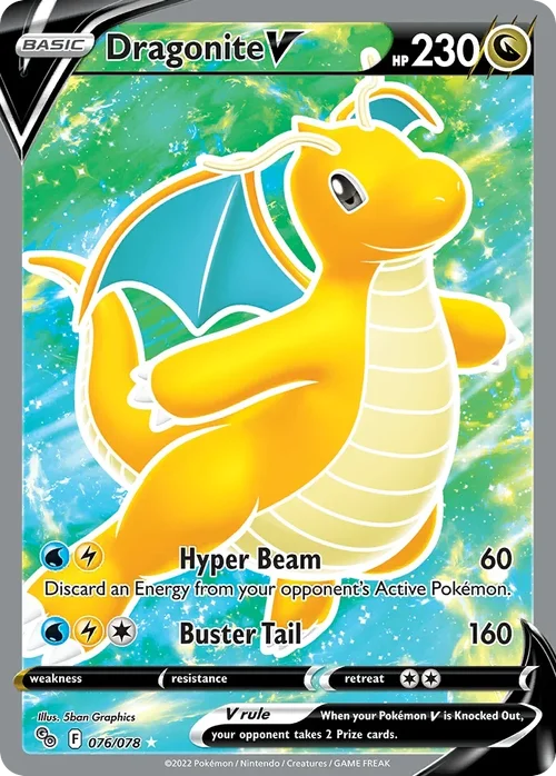 Dragonite V 76 Pokemon card from Pokemon GO set