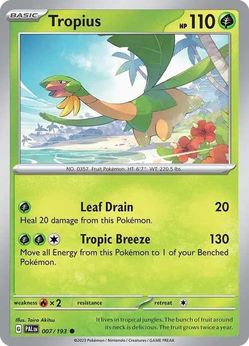 Tropius 7 Pokemon card from Paldea Evolved set