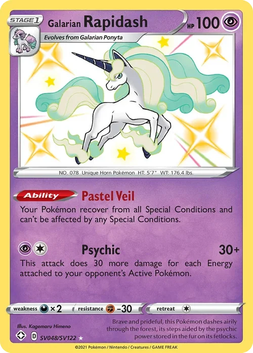 Galarian Rapidash SV048 Pokemon card from Shining Fates set