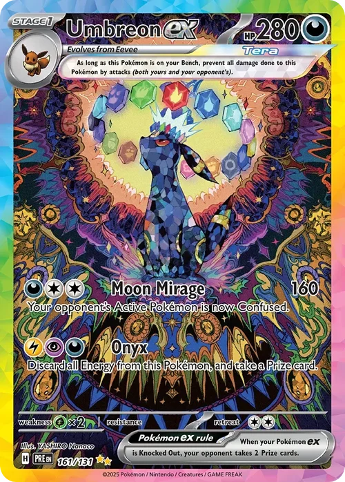 Umbreon ex 161 Pokemon card from Prismatic Evolutions set