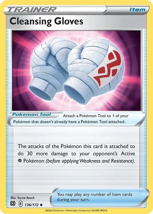 Cleansing Gloves 136 Pokemon card from Brilliant Stars set