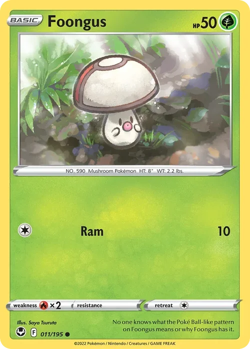 Foongus 11 Pokemon card from Silver Tempest set
