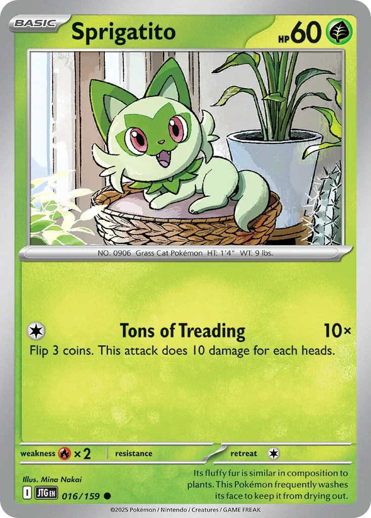 Sprigatito 16 Pokémon card from JTG set