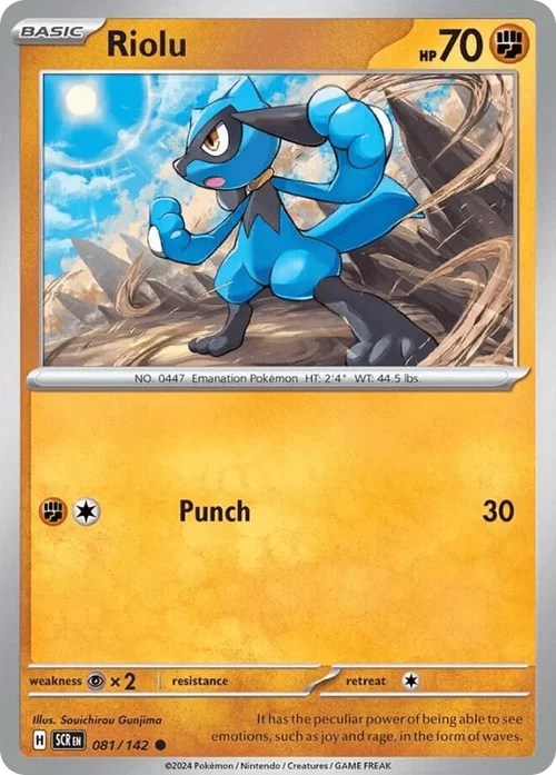 Riolu 81 Pokemon card from Stellar Crown set