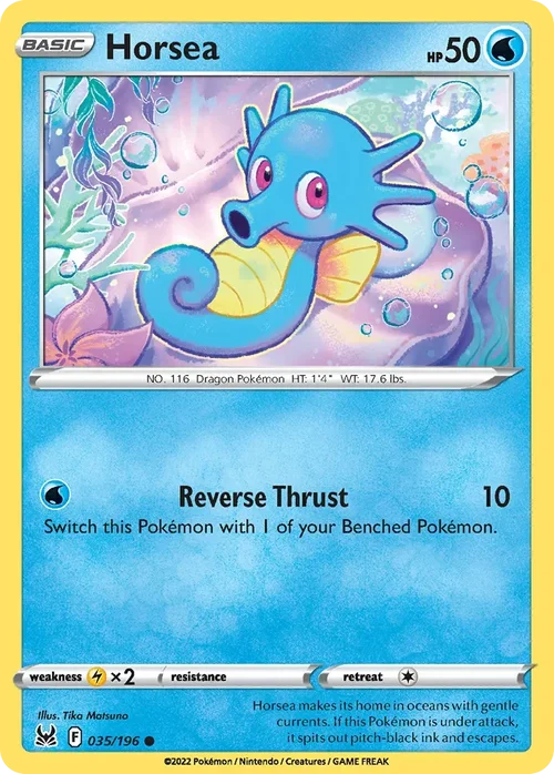 Horsea 35 Pokemon card from Lost Origin set