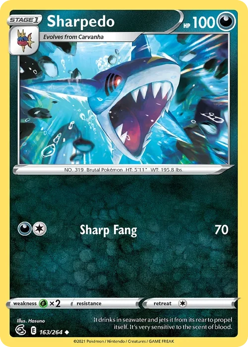 Sharpedo 163 Pokemon card from Fusion Strike set