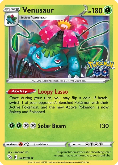 Venusaur 3 Pokemon card from Pokemon GO set