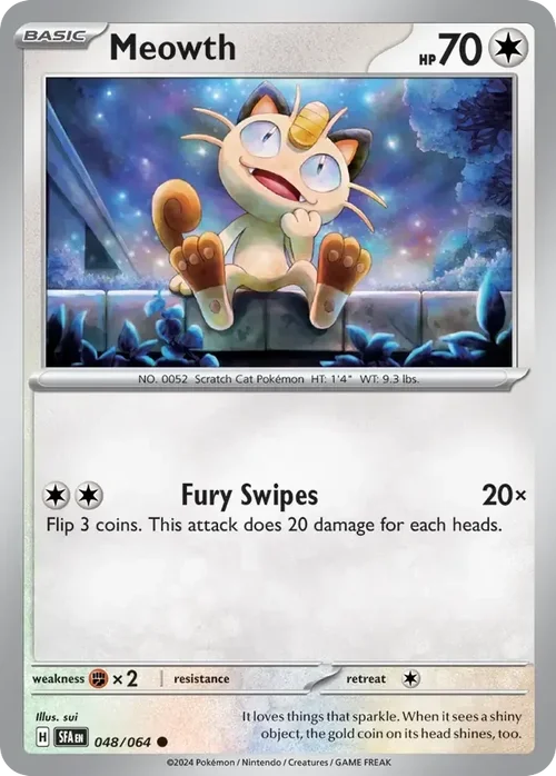 Meowth 48 Pokemon card from Shrouded Fable set