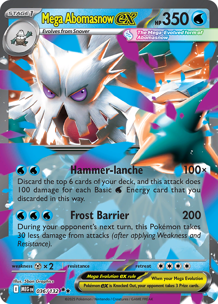 Mega Abomasnow ex 36 Pokemon card from Mega Evolution set