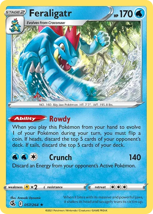 Feraligatr 57 Pokemon card from Fusion Strike set