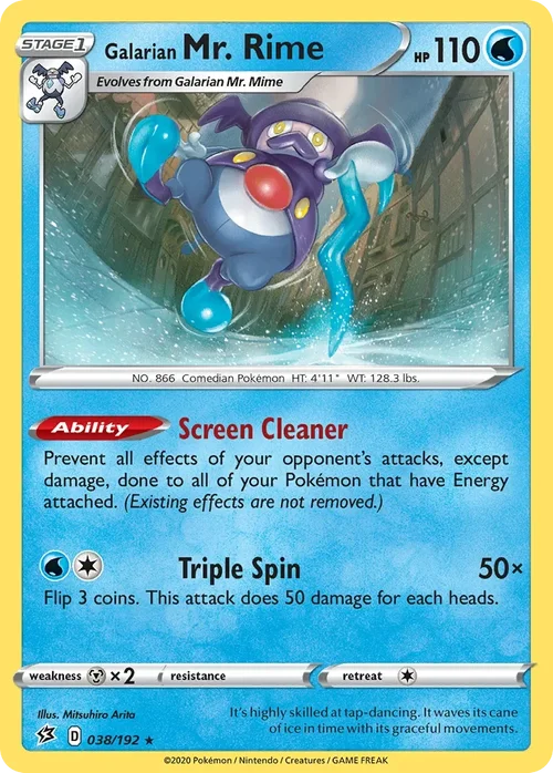 Galarian Mr. Rime 38 Pokemon card from Rebel Clash set