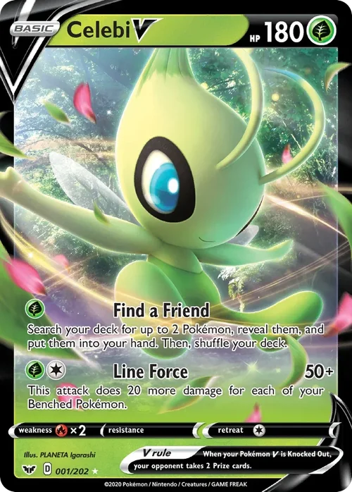 Celebi V 1 Pokemon card from Sword & Shield set