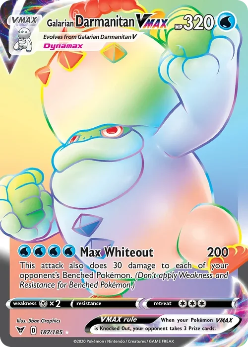 Galarian Darmanitan VMAX 187 Pokemon card from Vivid Voltage set