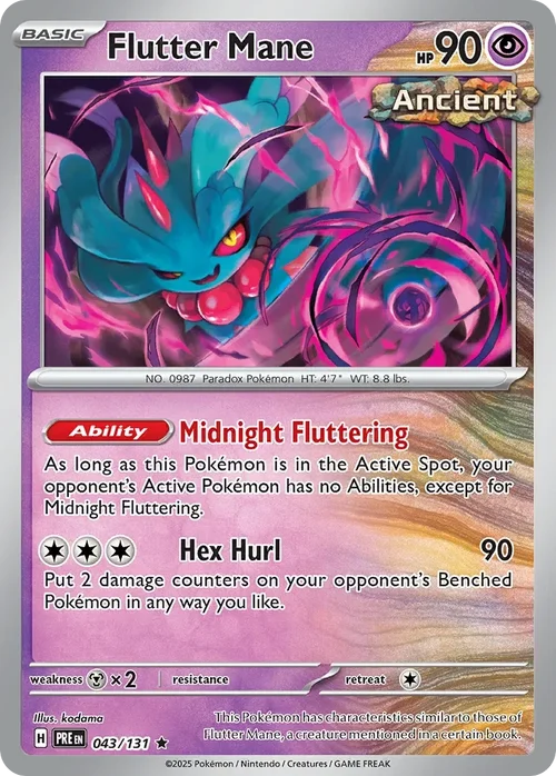 Flutter Mane 43 Pokemon card from Prismatic Evolutions set